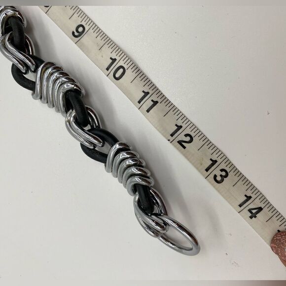 Unique Black Rubber & Silver 1” X 14” Choker Collar Snap Closure Clasp 7.9 oz - Picture 8 of 10